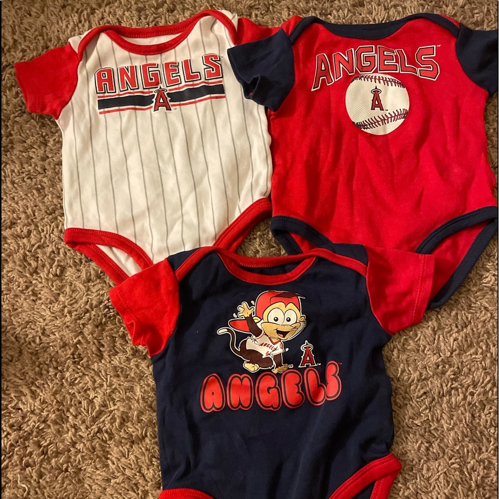 MLB Genuine Merchandise Angels onesies.